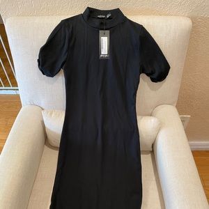 Simple black short sleeve dress